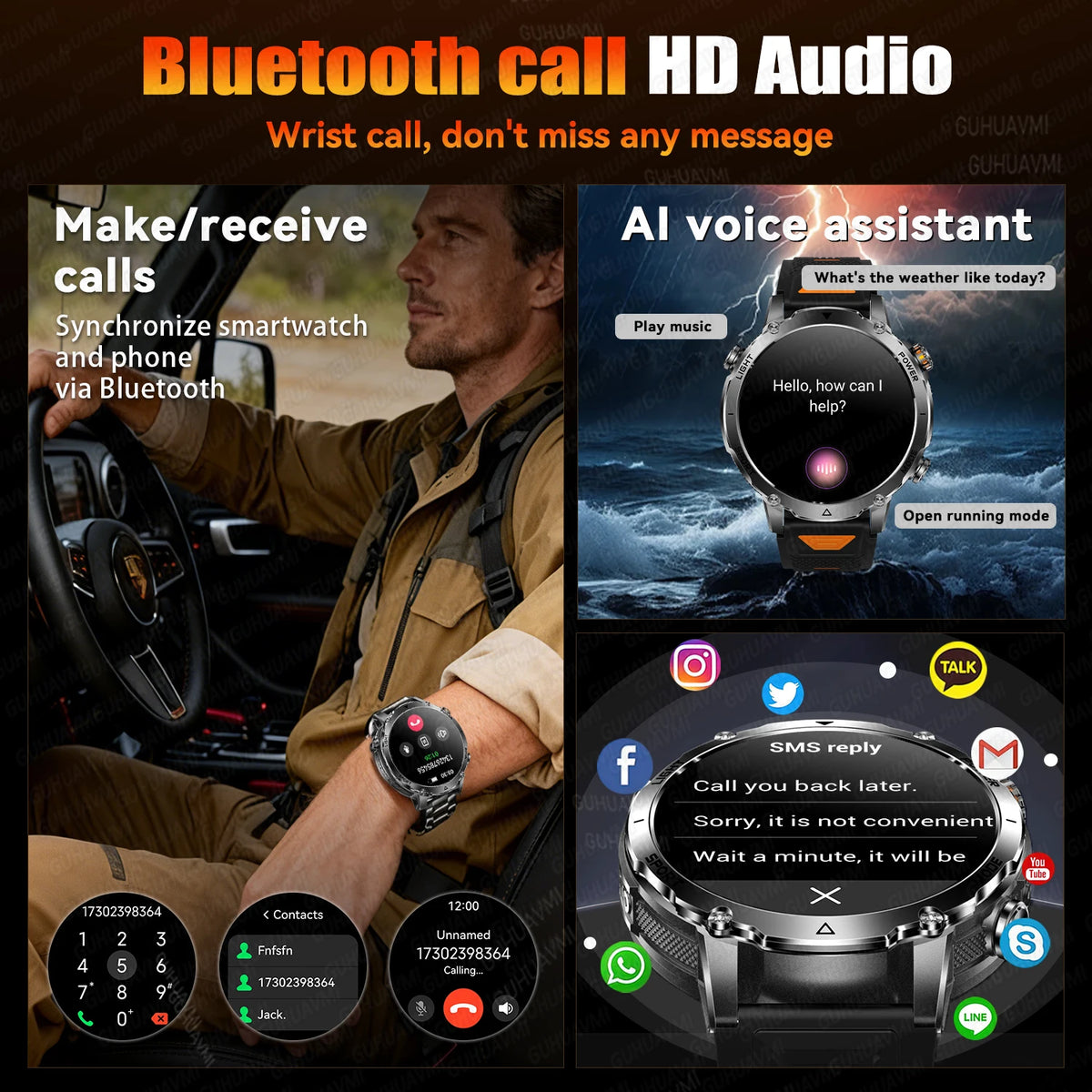 Rugged Outdoor Smartwatch with Bluetooth Calling