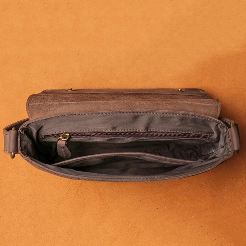 LEATHFOCUS Genuine Leather Flap Crossbody Bag