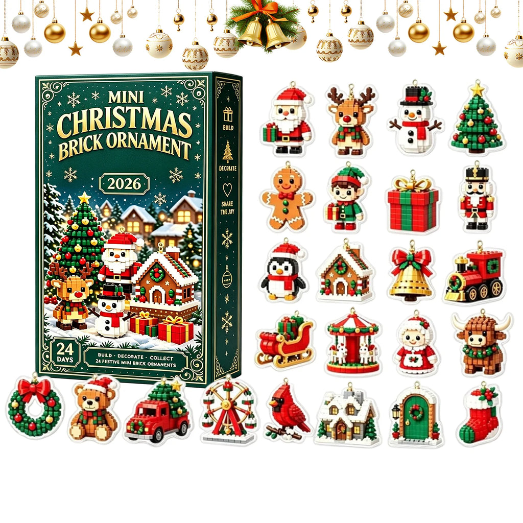 Calendario dell'Avvento di Natale 24 giorni Mini ornamenti in mattoncini Regalo unico per il conto alla rovescia con blocchi da costruzione fai-da-te Decorazione natalizia per la casa