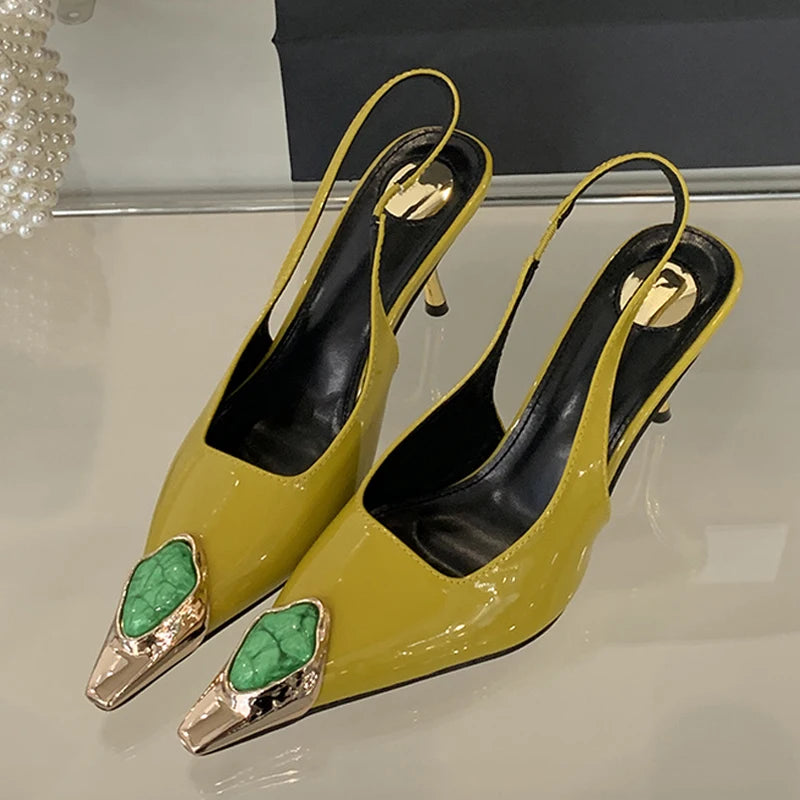 Décolleté donna Liyke slingback lucide con decoro