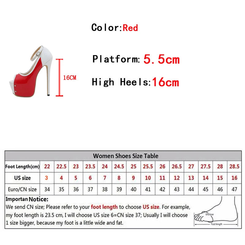 Scarpe peep toe donna Liyke rosse e bianche con plateau