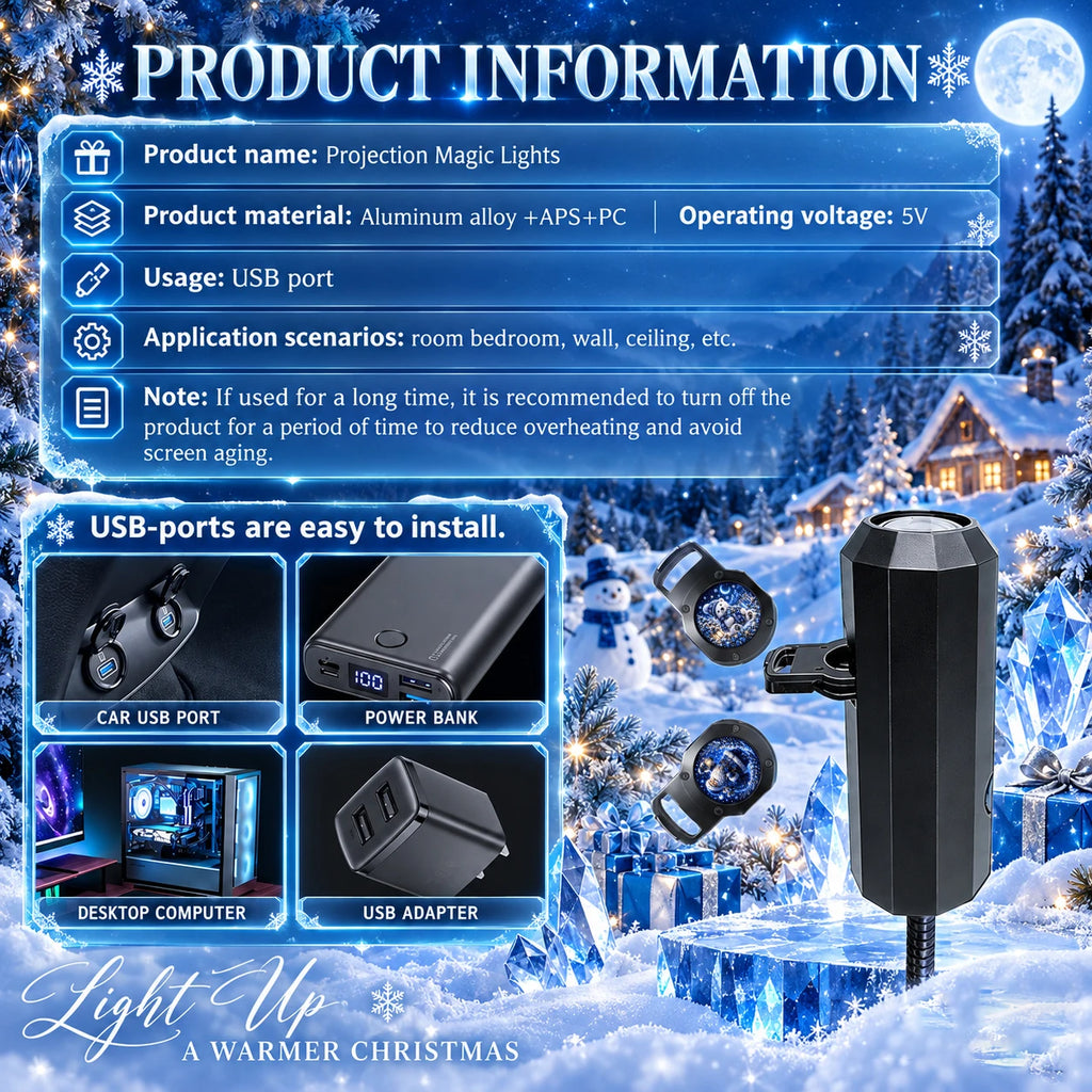 Christmas-Themed Projection Night Light, Suitable for Ceiling Decoration and Creating Festive Ambient Lighting.