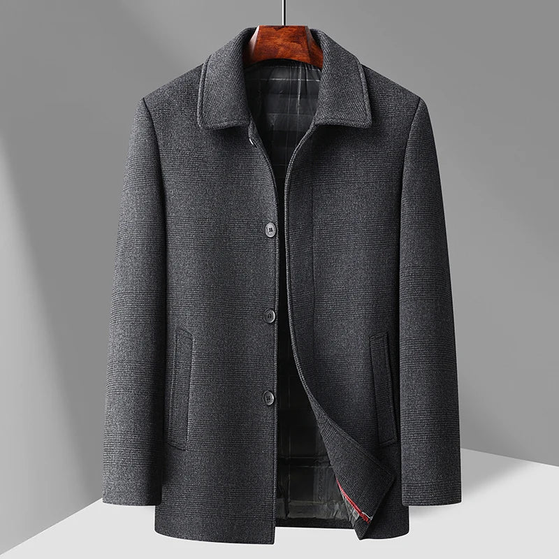 2026 Outdoor Fashion Gentleman's Versatile Trend, Middle-aged and Elderly Business Casual Men's Down Inner Liner Woolen Coat