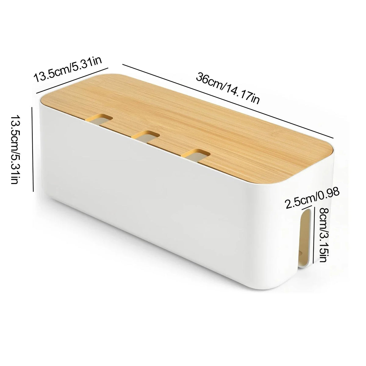 Cable Organizer Box with Bamboo Lid