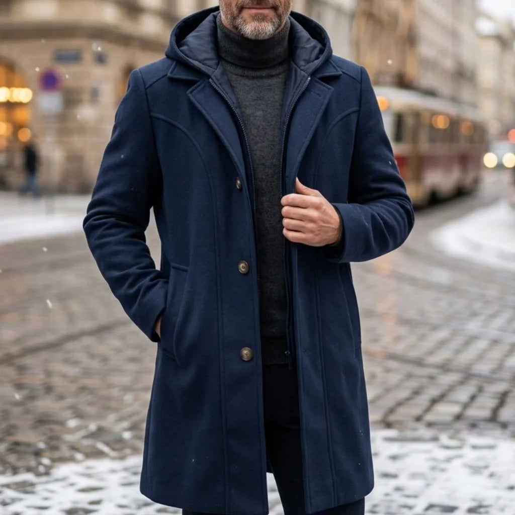 Long Winter Autumn Men's Coat Warm and Durable Outerwear Hooded Long Jacket Streetwear Fake Two-piece Coats Male Smart Casual