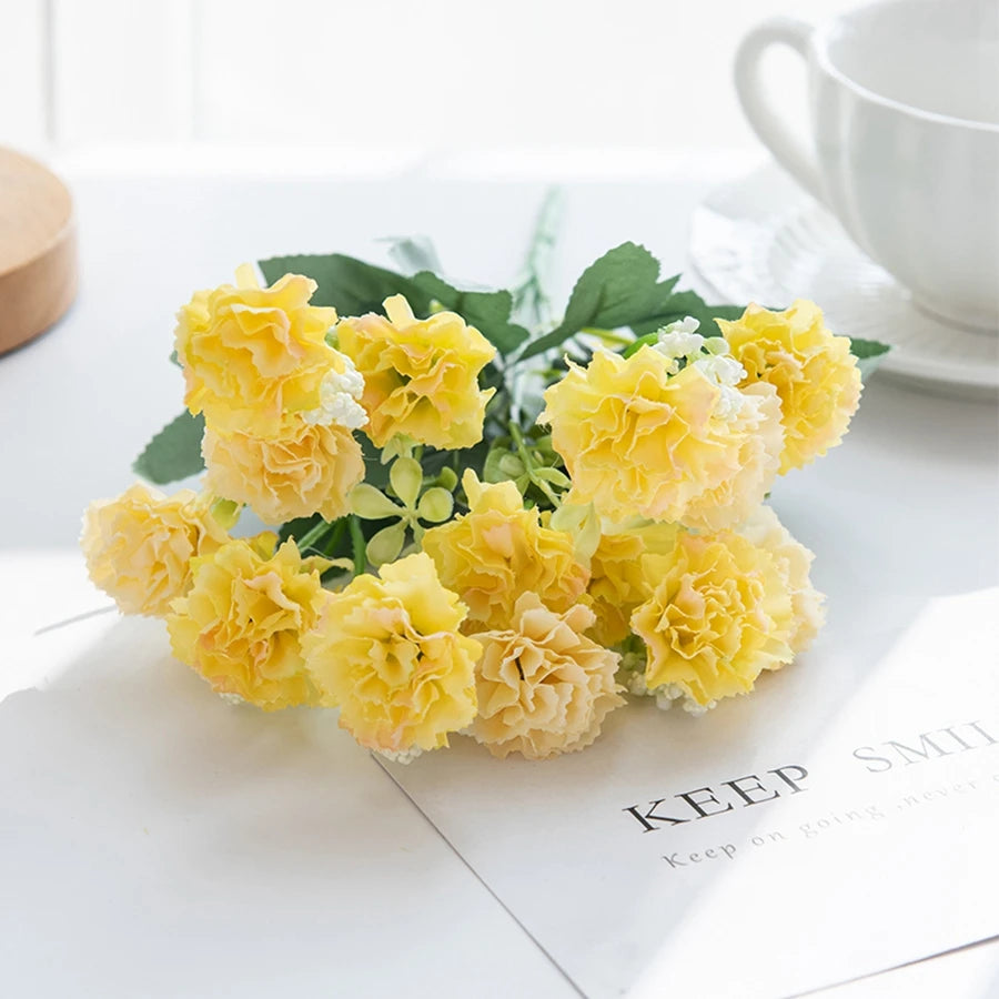 Mazzo di garofani artificiali con 5 rametti e 15 fiori