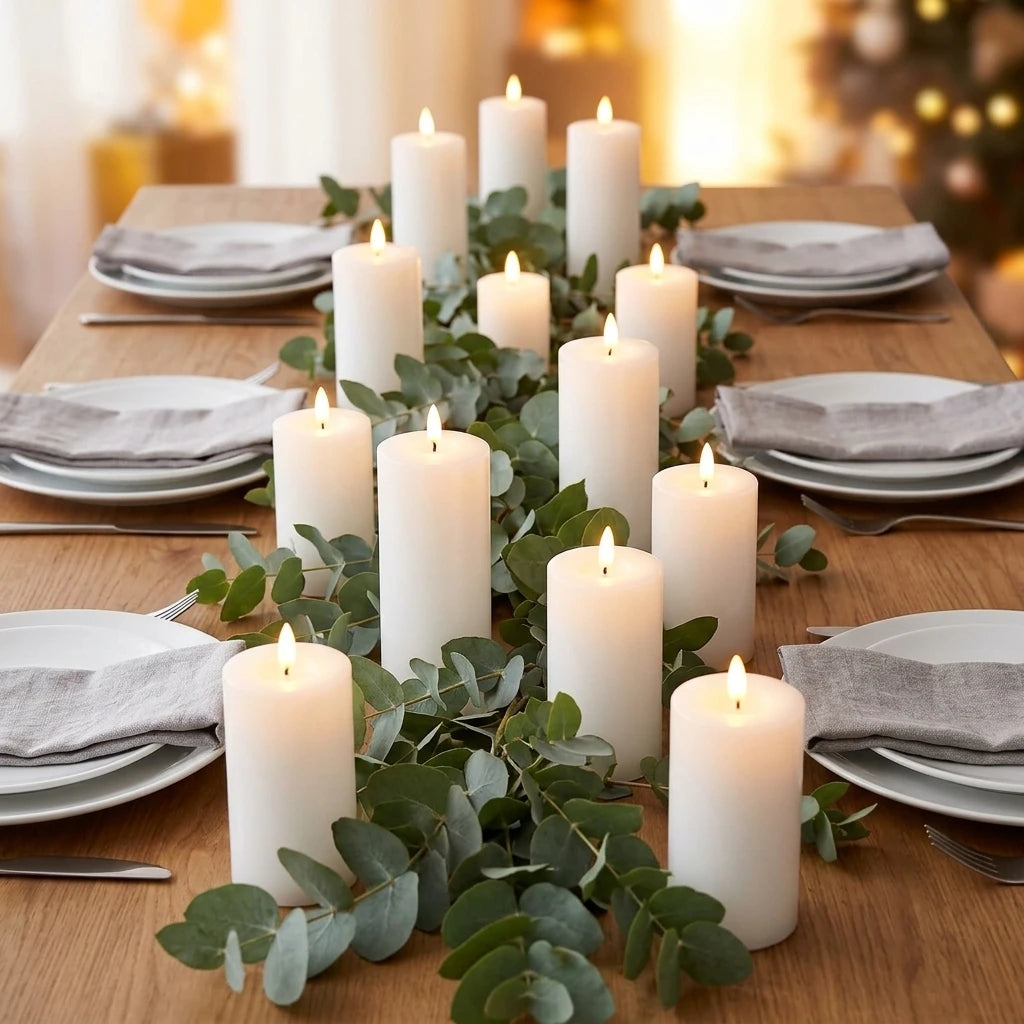48 white electronic candles with warm light, ideal for home decor, fireplace, Christmas decoration, wedding and courtyard. Batteries not included.