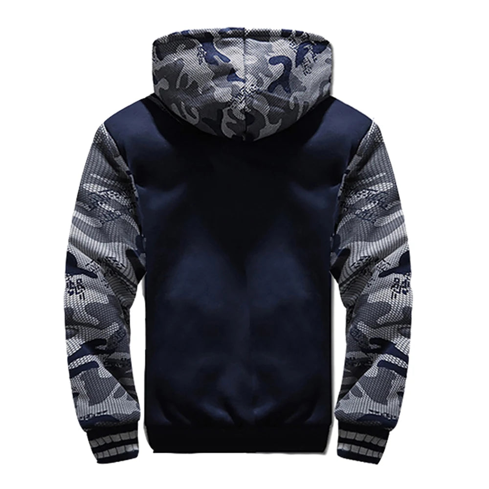 Herrenjacke Camouflage Dicke Winterjacken für Herren Fleece Langarm Mantel Herren Casual Hoodies Streetwear Herrenmäntel