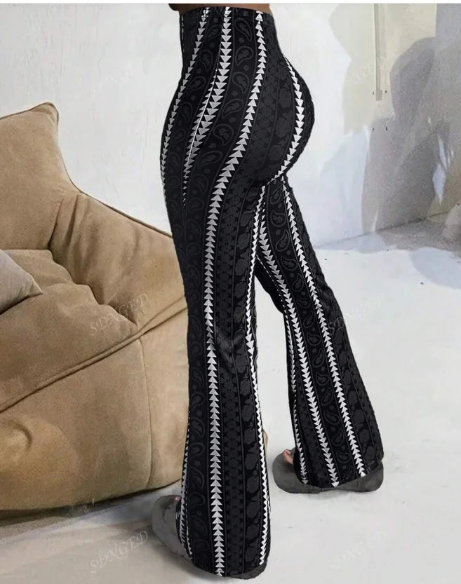 Pantaloni donna a zampa, neri e in poliestere