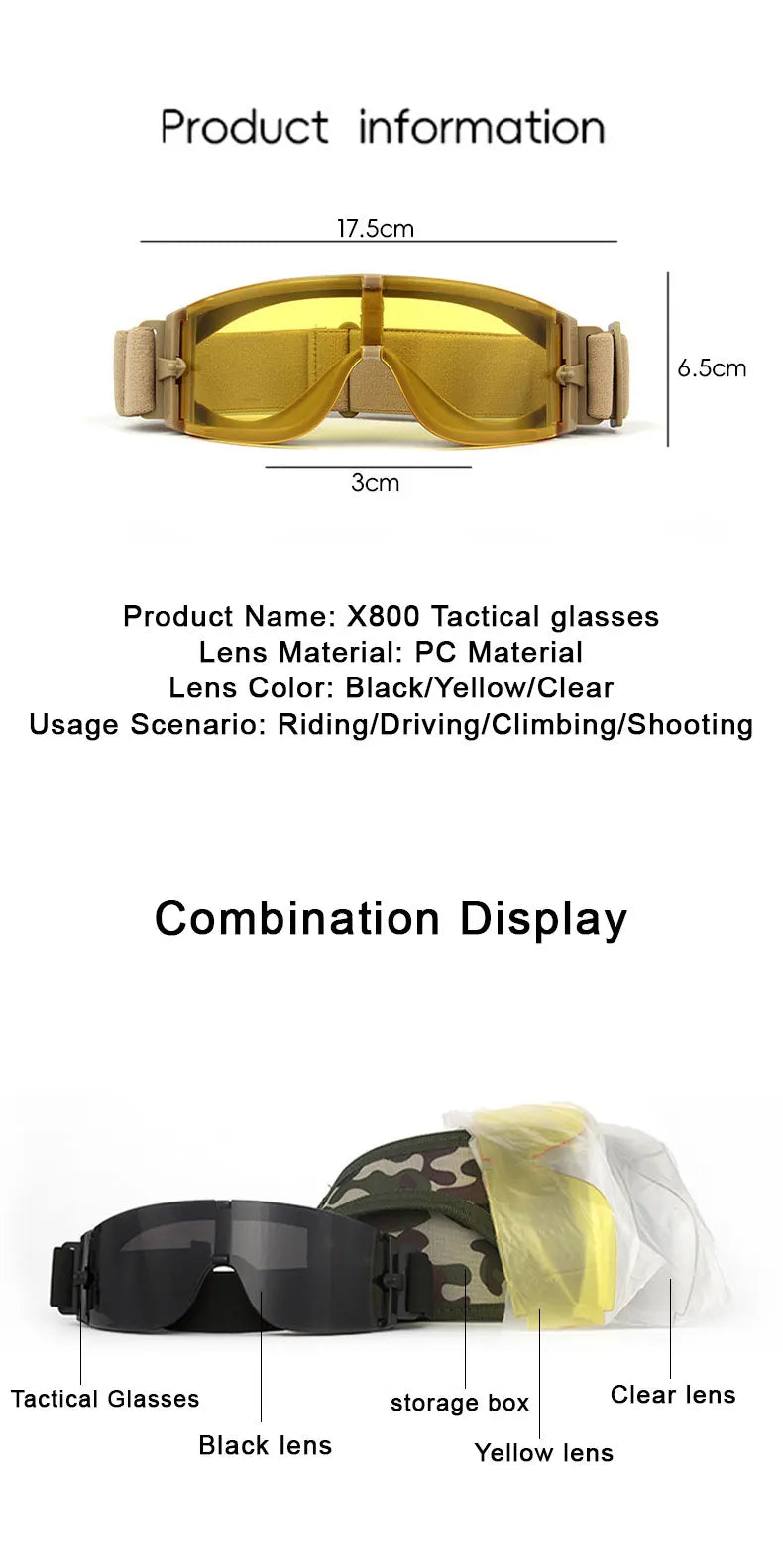 JSJM 2025 Tactical Goggles - Windproof UV400 Protective Eyewear for Shooting, Cycling, Mountaineering & Outdoor Sports
