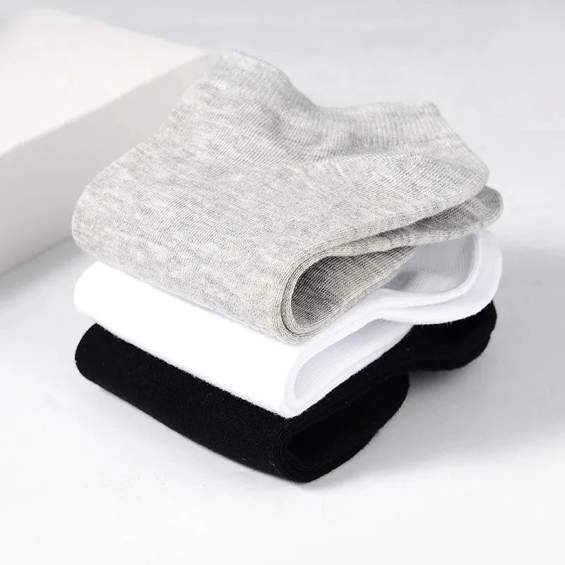 10 Paar / niedrige schwarz-weiß-graue Baumwollsocken, Herrensocken, atmungsaktive Sportsocken, kurze Herrensocken, Damensocken, EU 37–44