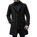 Autumn Winter Smart Casual Woolen Coats Men Solid Color Long Trench Coat Fashion Turn Down Collar Wool Blends Outerwear Jackets