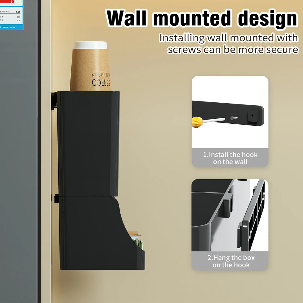 Coffee Station Organizer, Wall-mounted Coffee Bar Organizer for Countertop, Condiment and Cup Storage Organizer, Bar Accessories