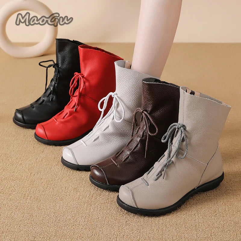 Bottines femme en cuir PU automne-hiver, doublure en peluche, semelle souple antidérapante, chaussures décontractées, bottines confortables à petit talon pour femme