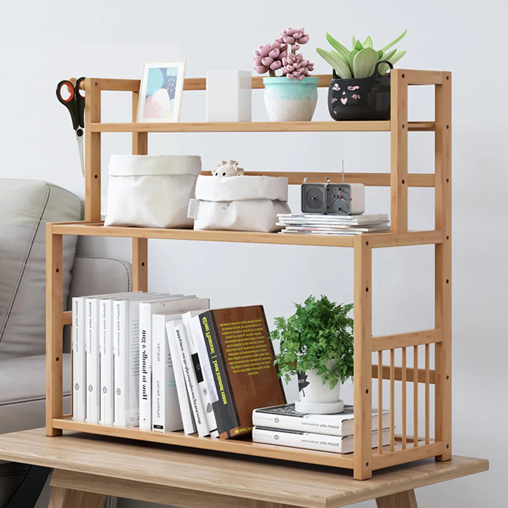 Three-Tier Bamboo Desktop Storage Rack, 50 cm