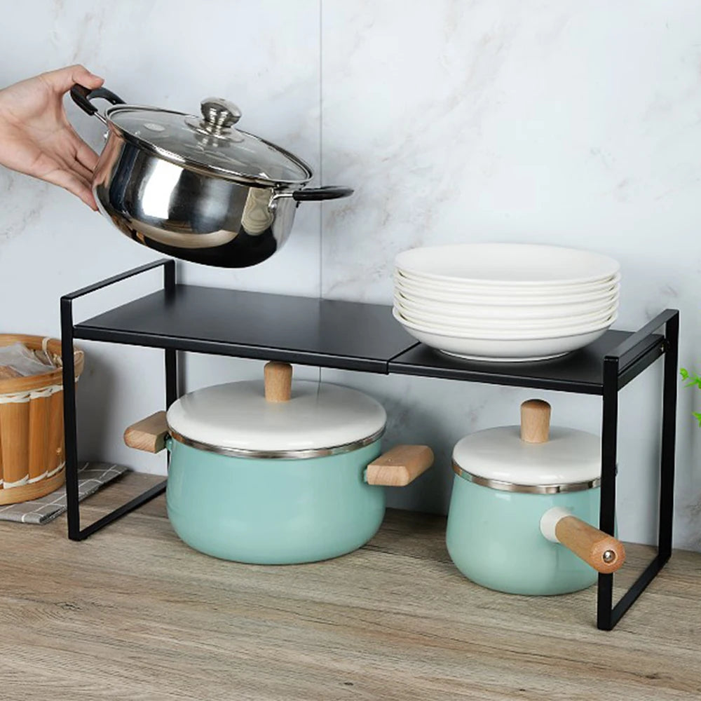 Expandable Kitchen Shelf Organizer For Kitchen Cabinet And Countertops, Storage Rack For Kitchen Counters Pantry Bathroom