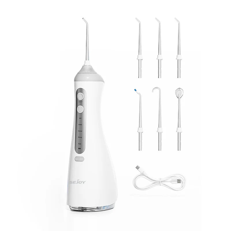 Hydropulseur dentaire SEJOY pour le blanchiment des dents, réservoir portable de 230 ml, 5 modes, 8 embouts, appareil de nettoyage pour la maison