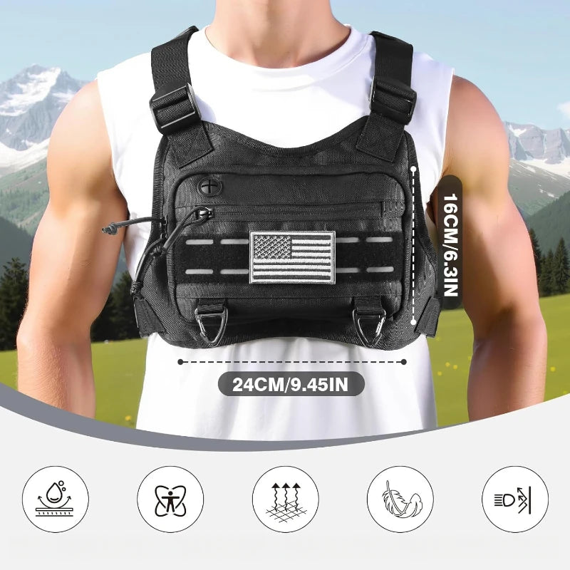 Sacoche de poitrine pour homme et femme, sac de course de haute qualité avec porte-téléphone, sac à dos tactique de course pour le sport et les activités de plein air