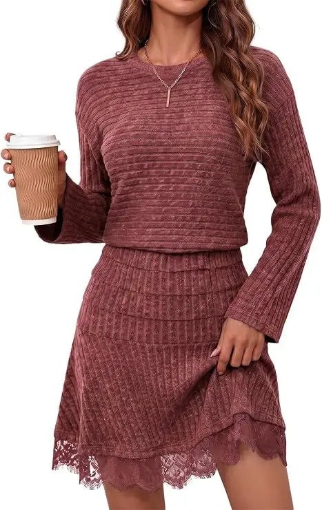 Completo donna a due pezzi con top e gonna in pizzo — immagine 9