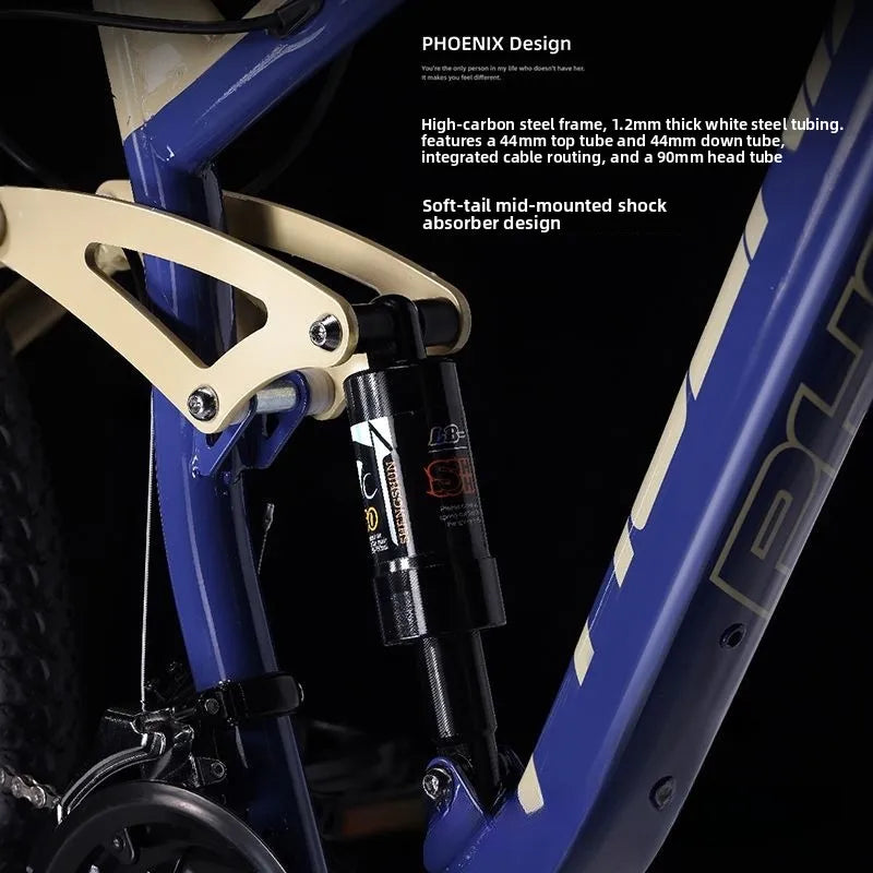 Fashion Full Suspension Mountain Bike High Carbon Steel Frame 24/26/27.5 Inch Disc Brakes Racing Grade 24/27/30 Speed Gears