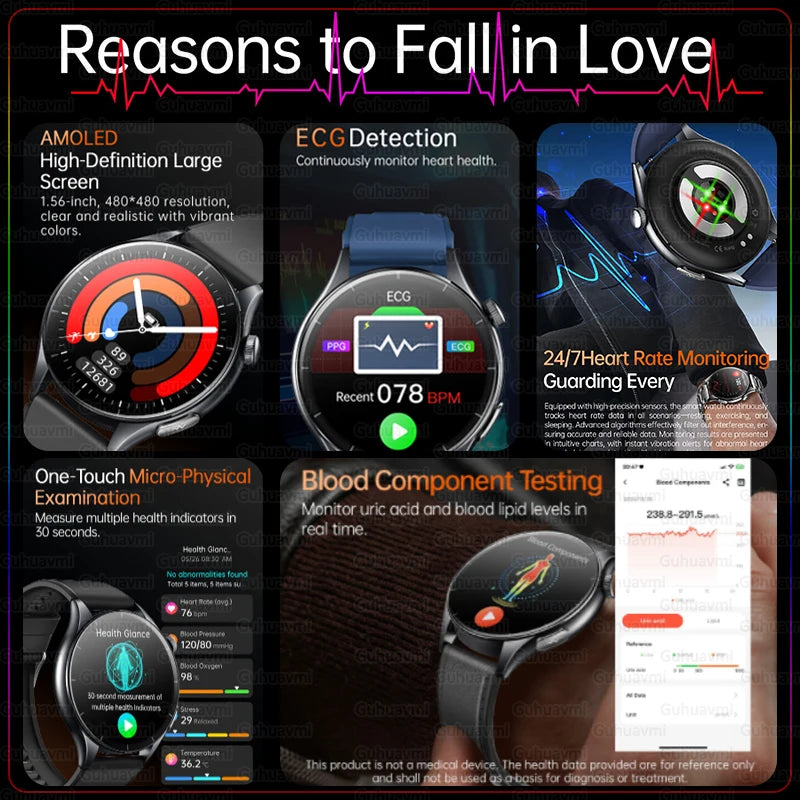 GUHUAVMI ET458 smartwatch AMOLED da 1,56″ con chiamate