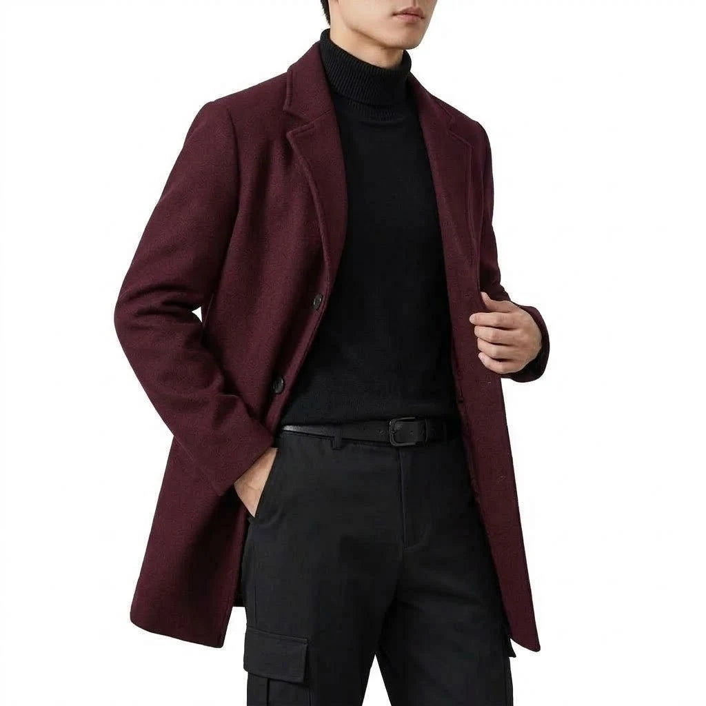 Autumn Men's Classic Overcoat Slim Fit Lapel Winter Trench Coat Elegant Business Casual Single Breasted Long Coat Windbreaker