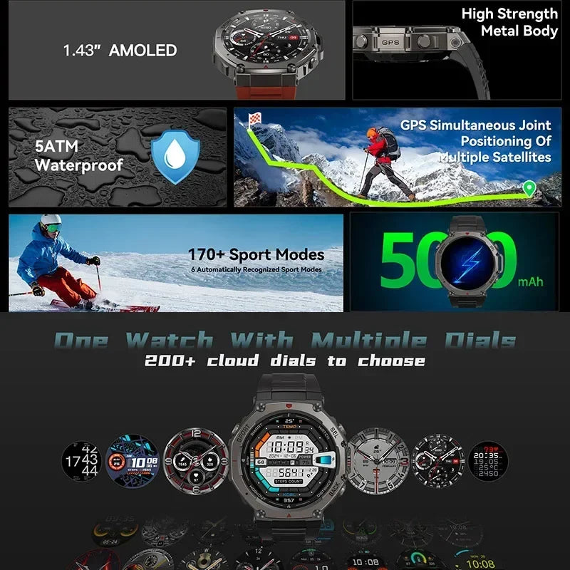 GPS Outdoor Smartwatch with Compass and Altimeter