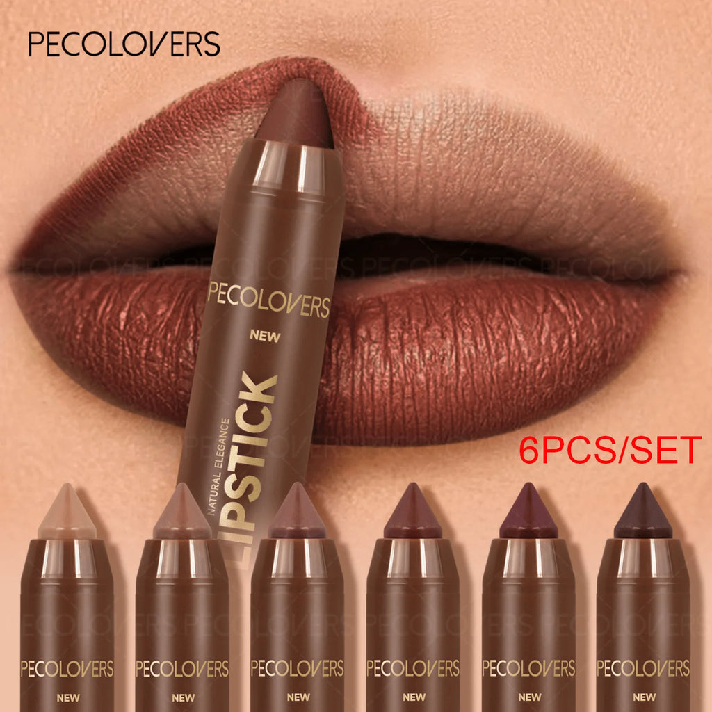 6-teiliges Set wasserfester matter Lippenkonturenstift – Lippenkonturenstift, der nicht am Becher haftet, langanhaltendes mattes Finish, für alle Hauttypen, Make-up-Kunst, matter Lippenstift