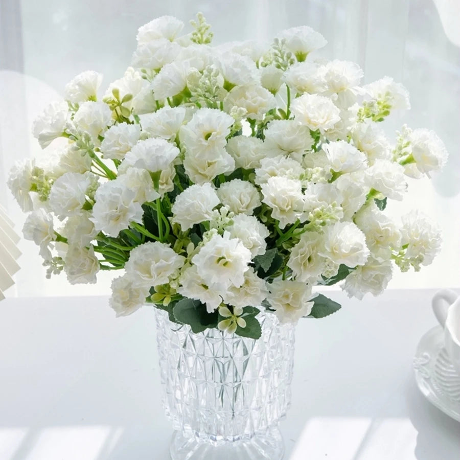 Mazzo di garofani artificiali con 5 rametti e 15 fiori