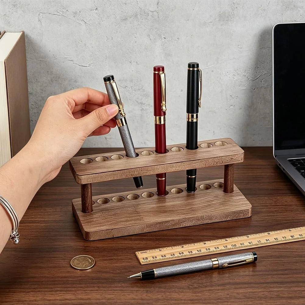 Wooden Pen Display Stand, 10 Slots