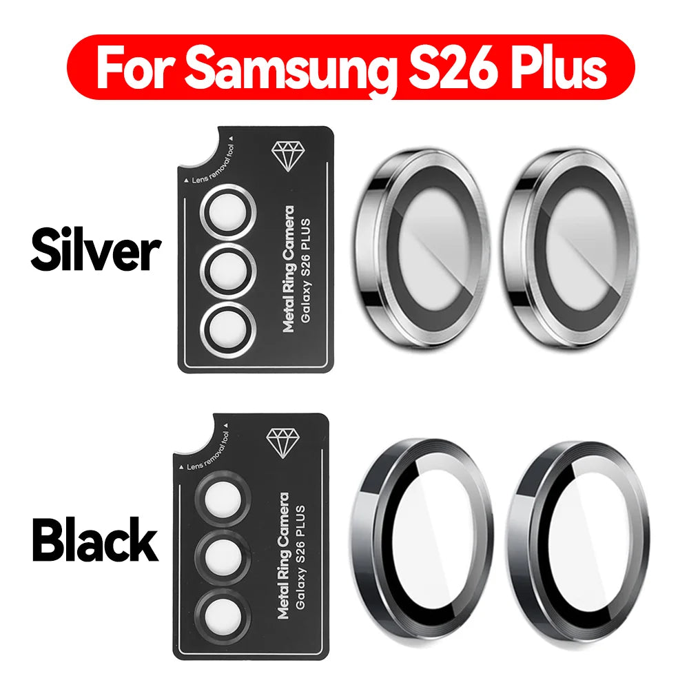 1-3pcs Tempered Glass for Samsung Galaxy S26/S26 Ultra/S26 Plus Metal Ring Camera Protector Easy Install Positioning Lens Film