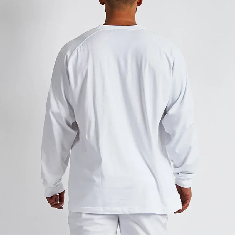 T-shirt uomo in cotone a maniche lunghe, ampia