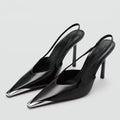 Scarpe slingback donna Liyke nere a punta con dettaglio metallico
