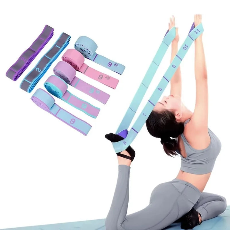 Fasce elastiche yoga, 2 pezzi con 10 o 12 asole