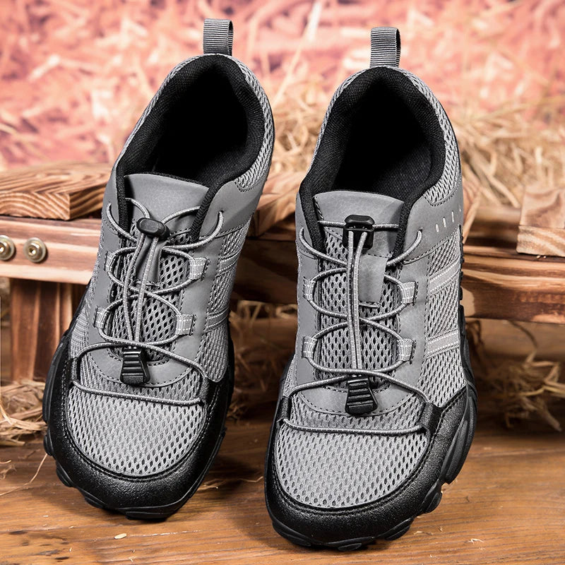Large Size Wide Toe Shoes for Men's Outdoor Hiking and Cycling Casual Sports Shoes Shoelaces Anti Slip Rubber Sole Yijiao Shoes