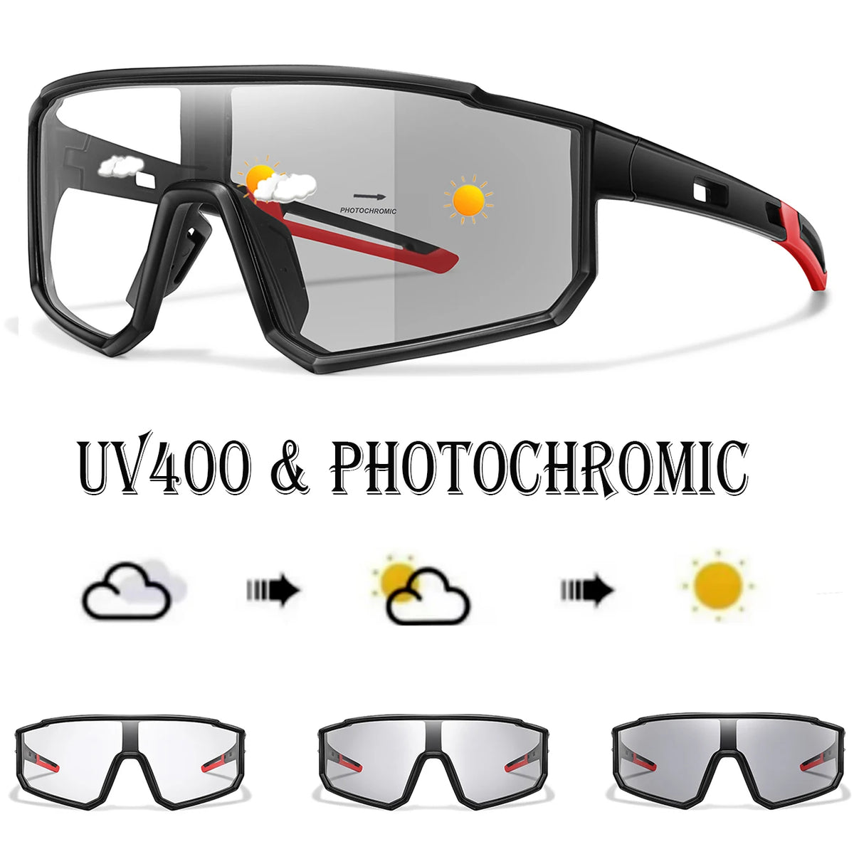 New Style Brand Photochromic Eyewear for Men and Women, MTB and Cycling Glasses, Running and Fishing Glasses, Comfortable Windproof Goggles