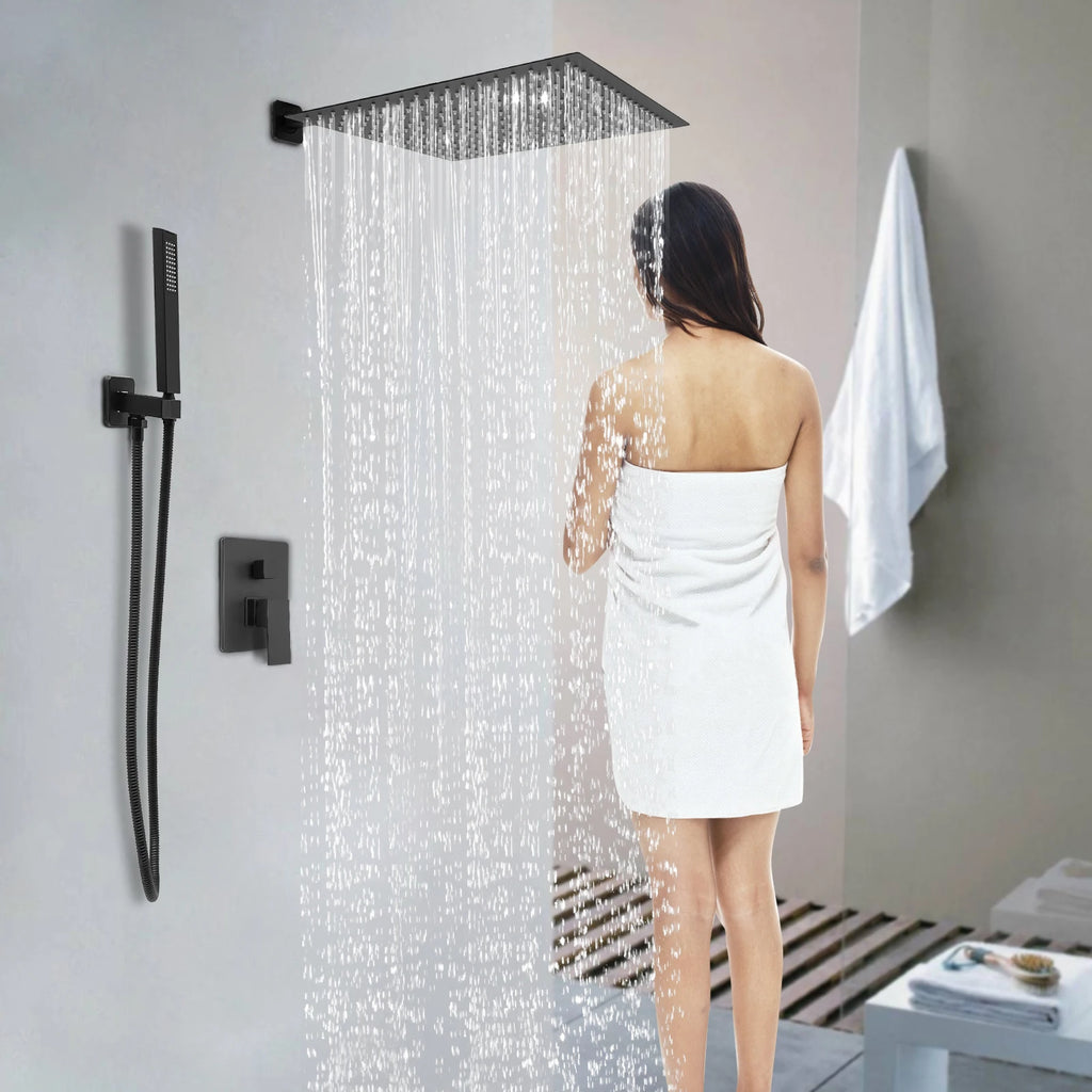 Aufputz-Duschset, Wandmontiertes Duschsystem Badezimmer-Duschset Silber/Schwarz