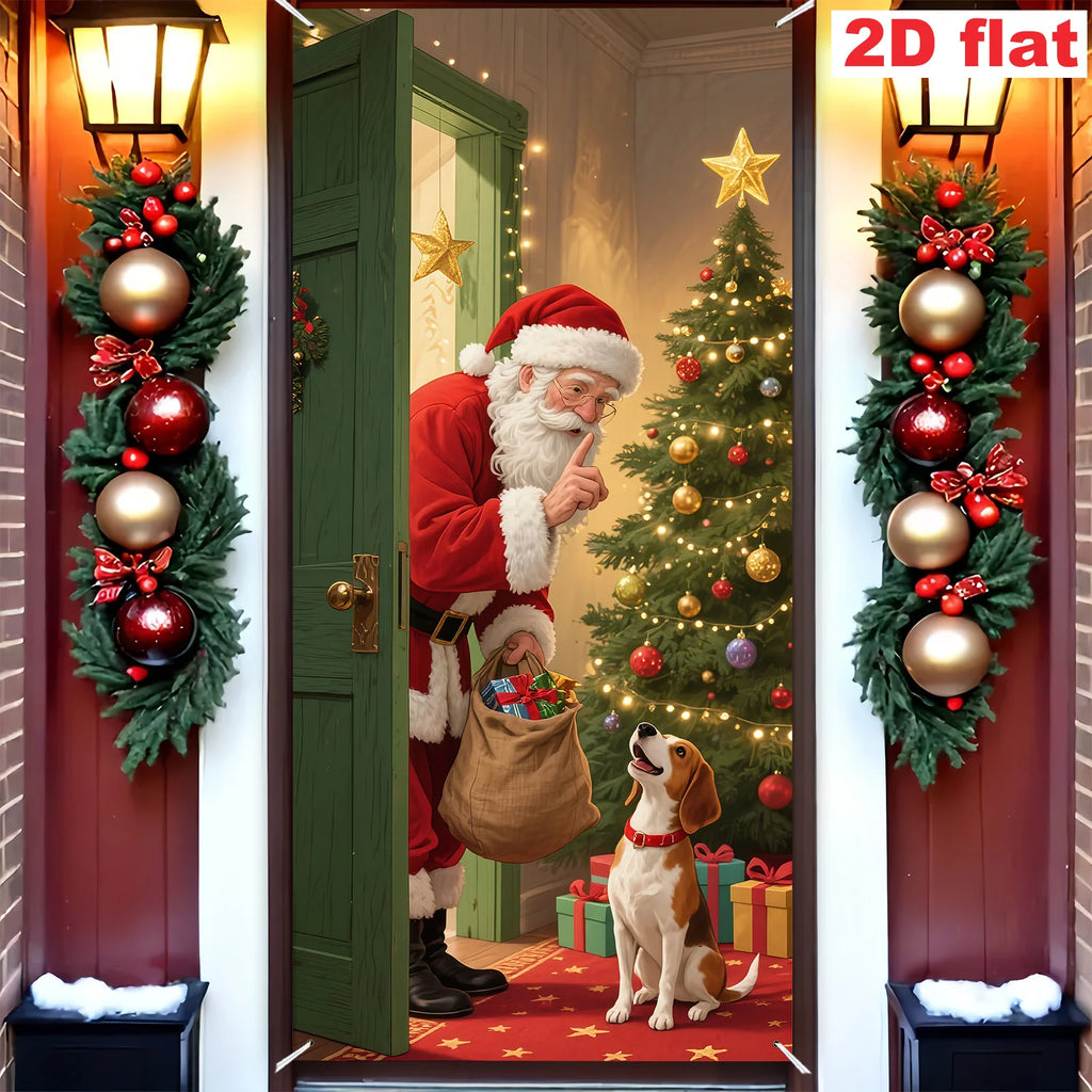 Christmas-themed decorative banners for the entrance area, featuring festive decorations for both indoor and outdoor use.