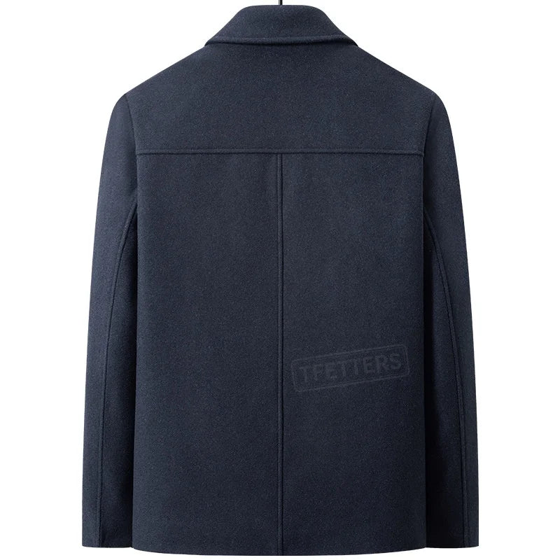 2026 Autumn Winter Business Casual Men Wool Jacket Thickened Cotton Lined Short Notch Lapel Coat Commute Man Woolen Outerwear