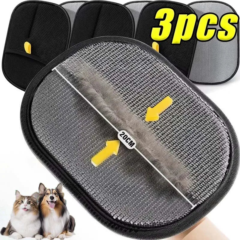 3 unidades Guante de limpieza y aseo para mascotas Doble cara Guante de lavado para perros y gatos Autolimpiable Quita pelos Cepillo de masaje Accesorios para gatos