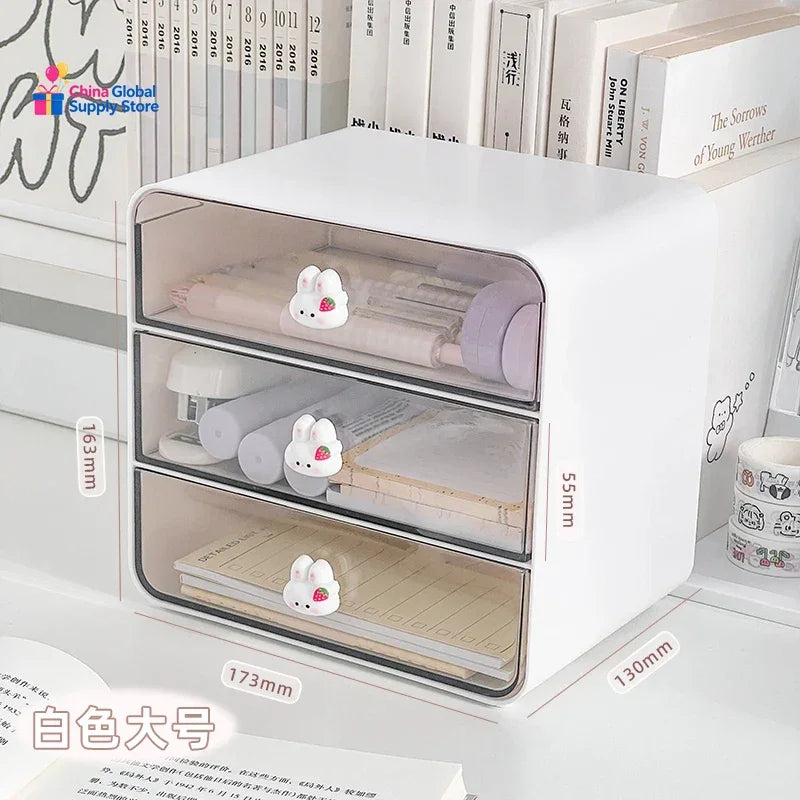 Transparent 3-Drawer Desk Organizer