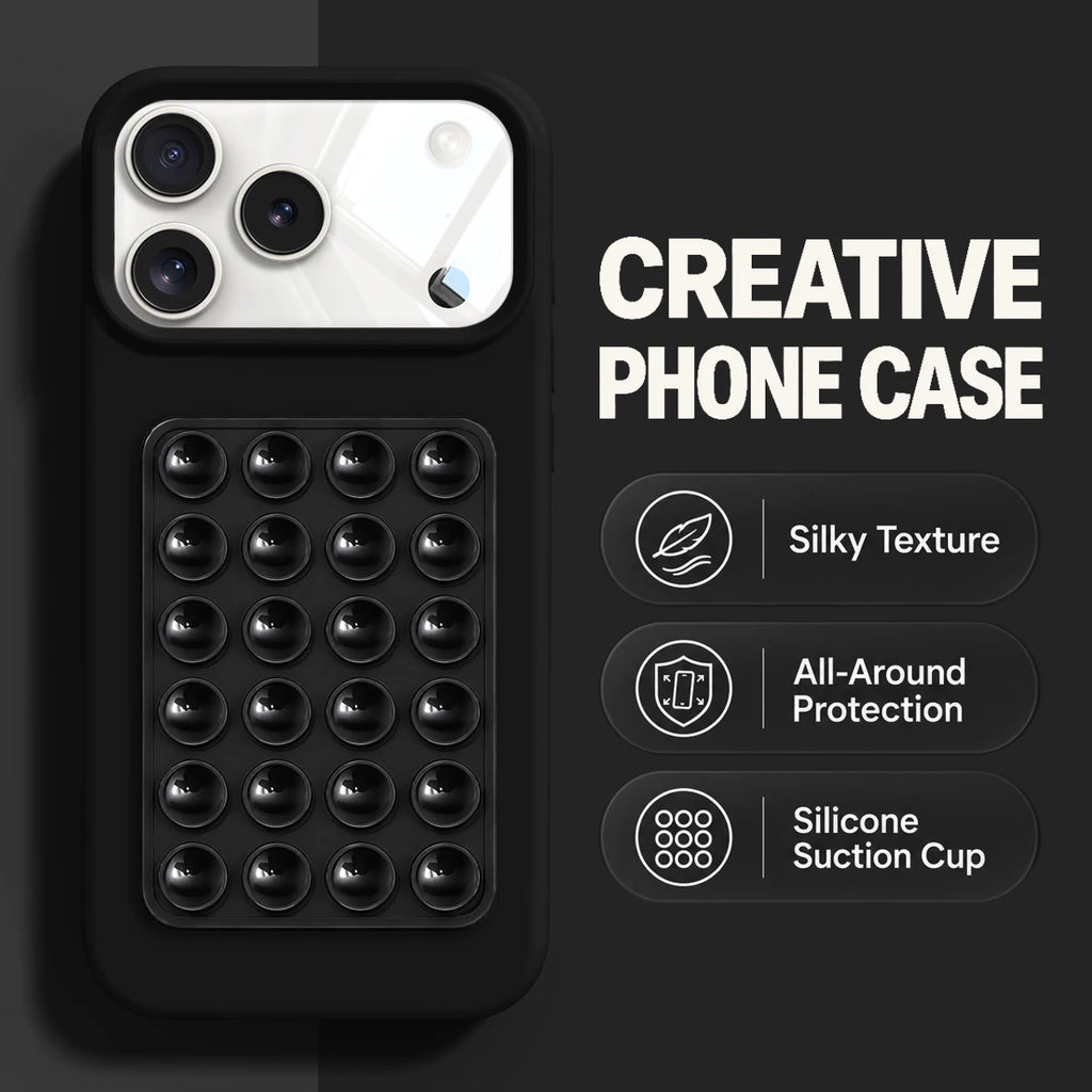 Luxury 2IN1 Silicone Suction Cup Bracket Phone Case For iPhone 18 16 15 14 13 12 11 17 Pro Max Plus Shockproof Phone Accessory