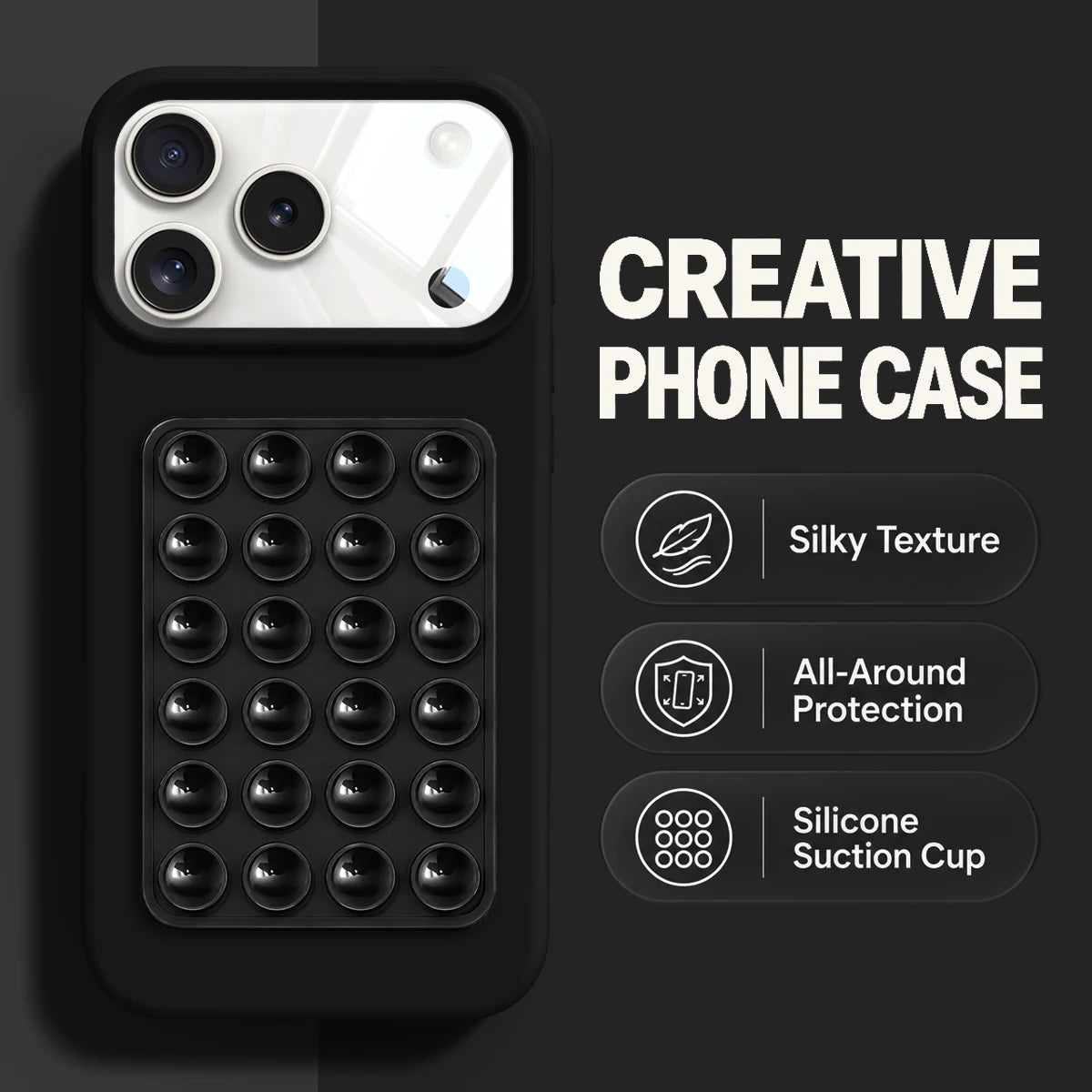 Luxury 2IN1 Silicone Suction Cup Bracket Phone Case For iPhone 18 16 15 14 13 12 11 17 Pro Max Plus Shockproof Phone Accessory