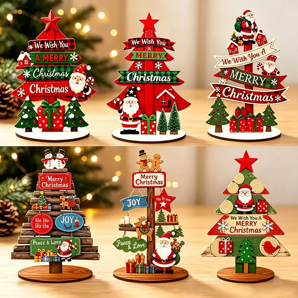 Runt 1pc Mini Wooden Christmas Tree,Merry Christmas Decor for Home,Xmas Gifts ,Navidad 2026 ,New Year Table Decor