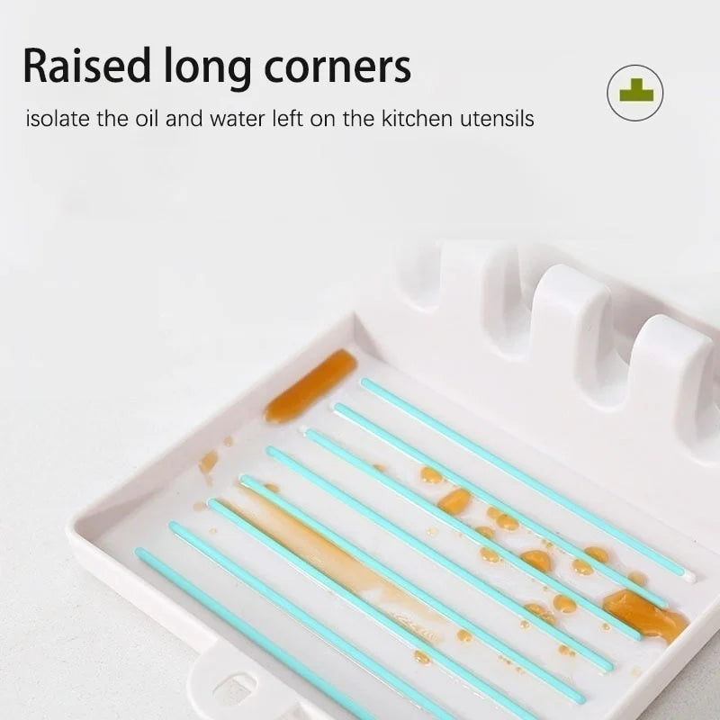 Kitchen Utensil Holder, Fork and Spatula Rack, Shelf Organizer, Plastic Chopstick Holder, Non-Slip Spoon Rest