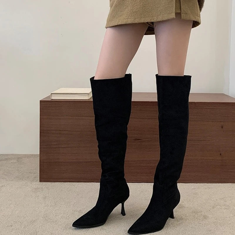 Stivali donna Liyke effetto suede con gambale morbido