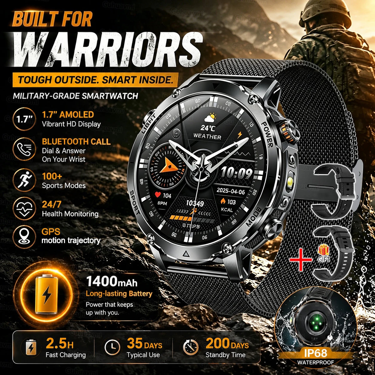 Rugged Outdoor Smartwatch with Bluetooth Calling