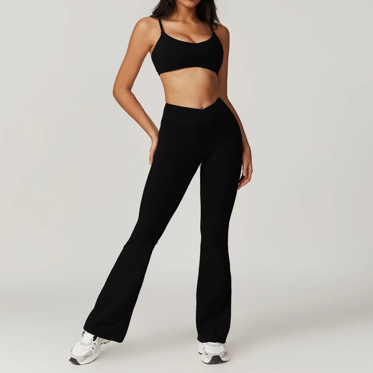 Completo yoga donna con crop top e leggings