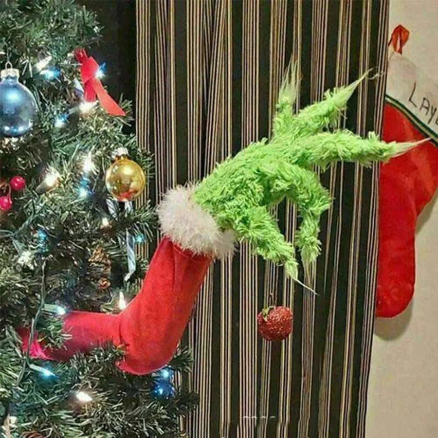 Elf Christmas Tree Decoration Doll Green Fur Monster Arm Doll Elf Decorations Xmas Room Tree Decor Party Supplie Room Tree Decor