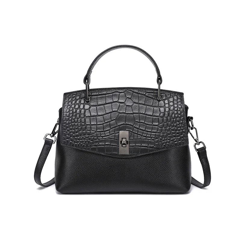 Women Natural Cow Genuine Leather Handbag Ladies Cowhide Vintage Luxury Tote Bag Female Crossbody Fashion Shoulder Satchel Bags